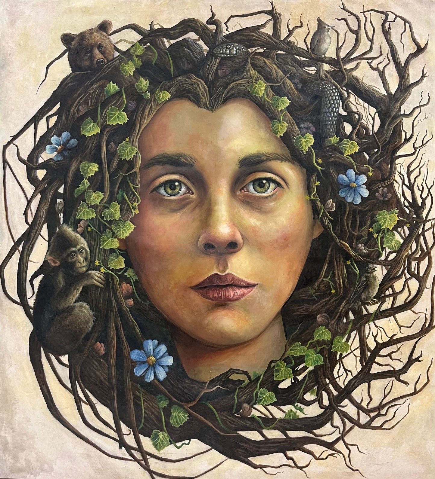 Whispers of the Verdant Canopy by Enrico Ibrahim Deiana, oil on canvas painting