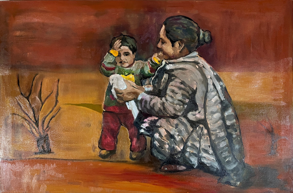 Evening With The Ladies by Aisha Rehman, oil on canvas, 24.5 x 37 inches