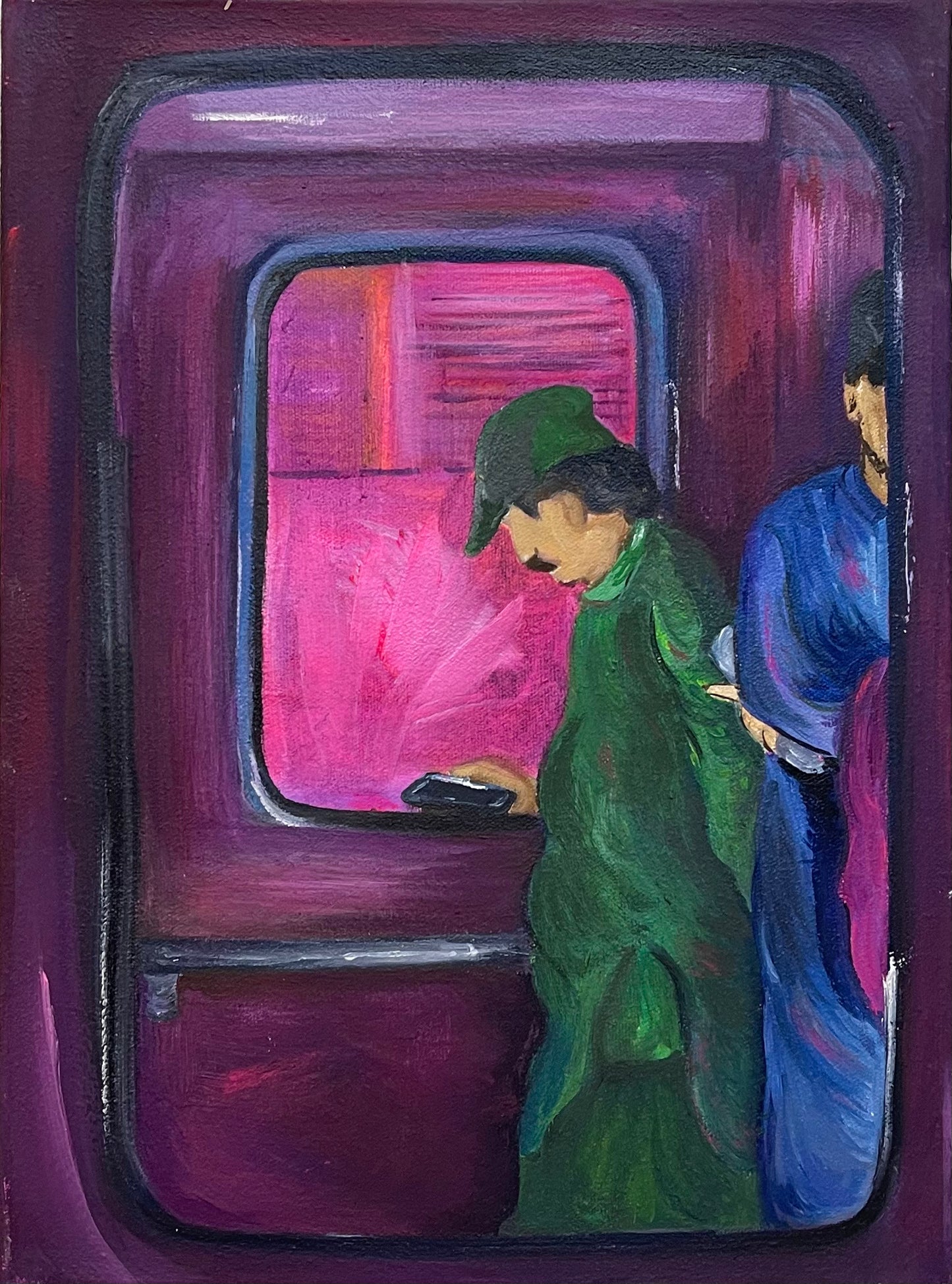 Through the Window by Sabina Saleem, oil on canvas painting