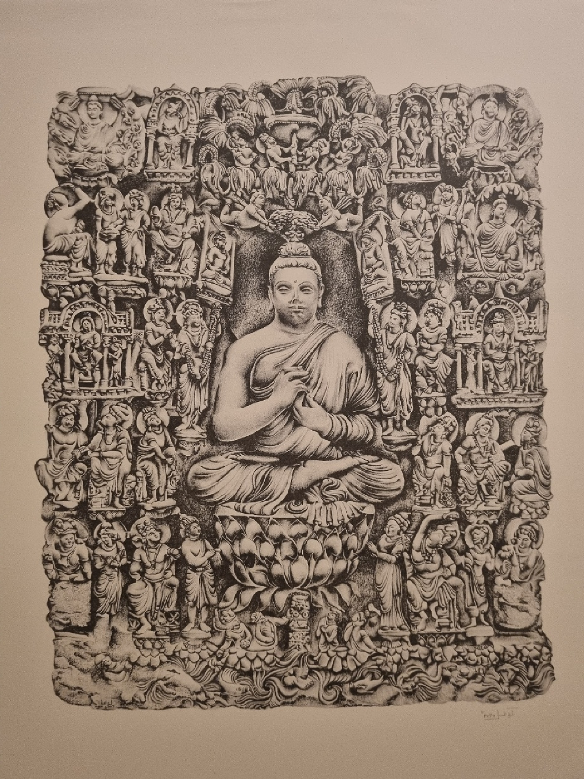 The Great Sermon of Buddha by Komal Shahid Khan — lithograph print, edition 1/30