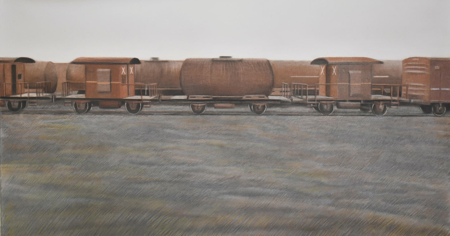 Chalti Kahani by Adnan Ali Umrani, charcoal drawing on paper