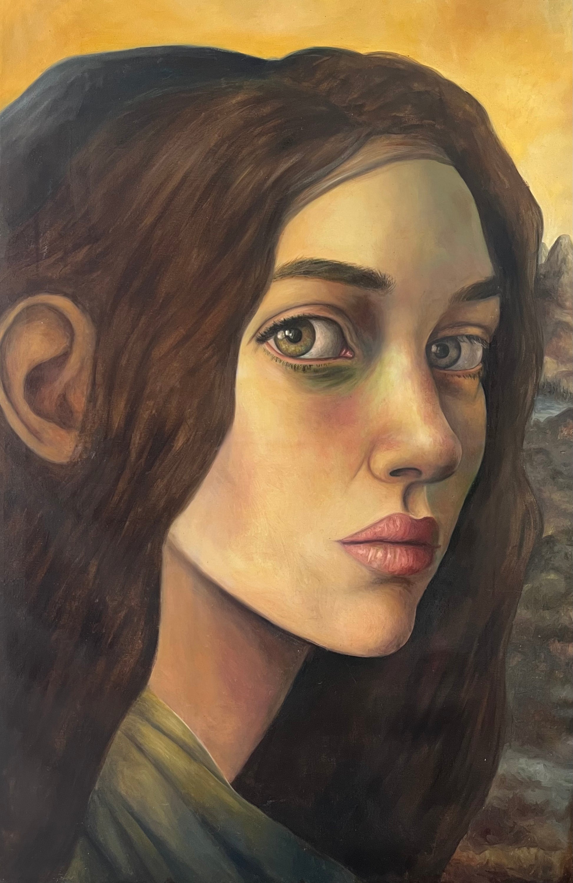 Mystery of the Ancient Gaze by Enrico Ibrahim Deiana, oil on canvas painting