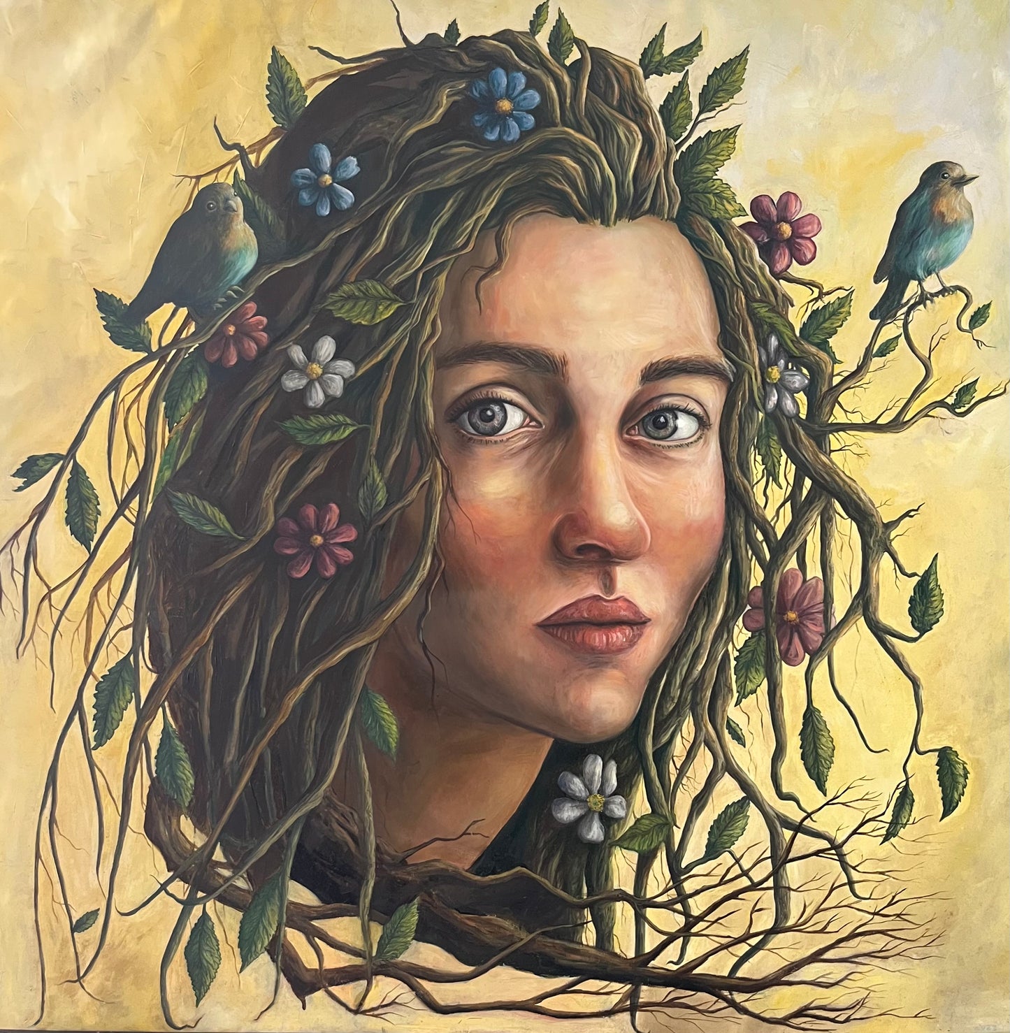 Veils of the Verdant Canopy by Enrico Ibrahim Deiana, oil on canvas painting