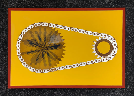 Evolving With Time by Rahman Zada, gouache, silver leaf and LCD sheet on Wasli