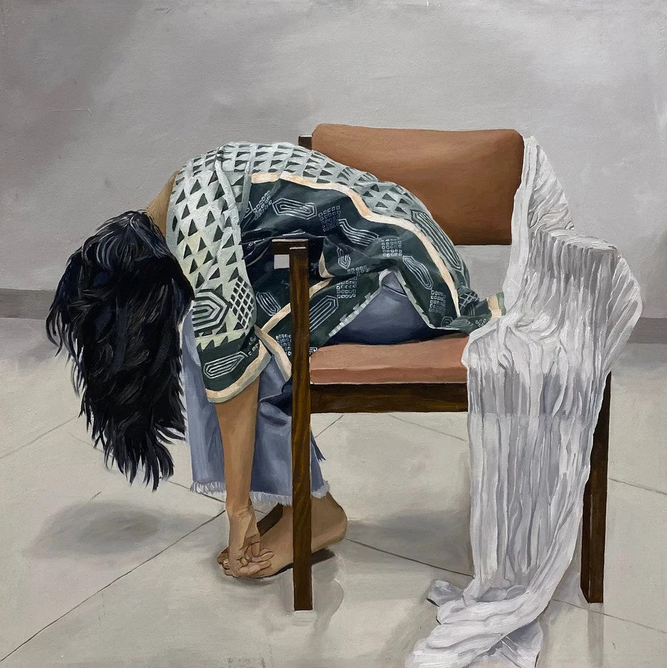 Untitled by Hadia Rizwan, oil on canvas, 36 x 36 inches.