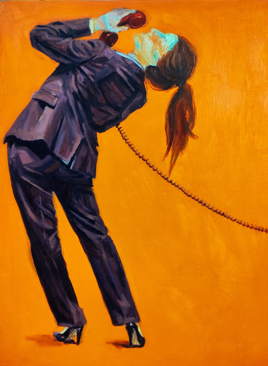 Holding The Line by Fareeha Waseh, oil on canvas, 18 x 24 inches.