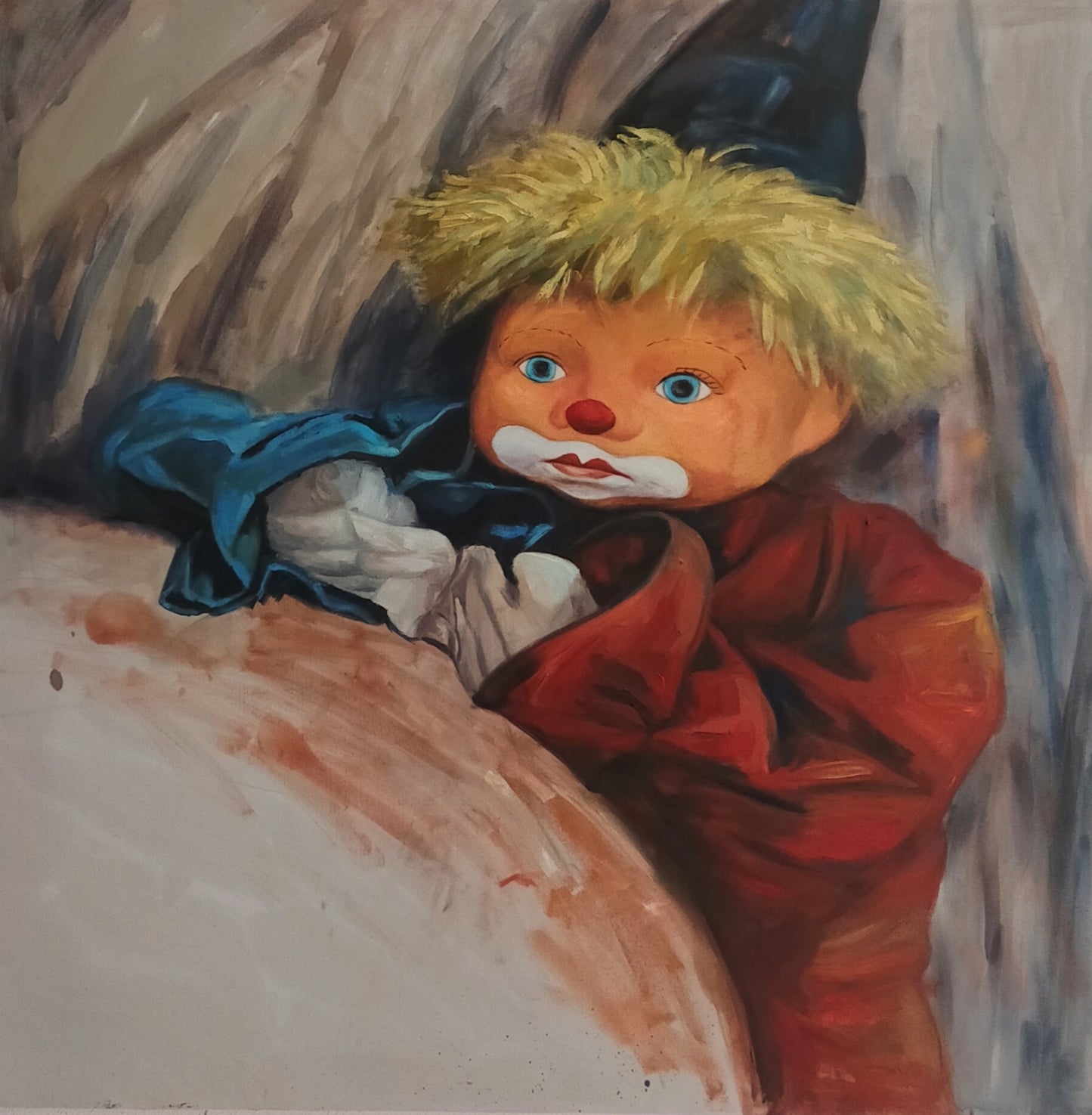 Joker by Javaid Joya, oil on canvas painting