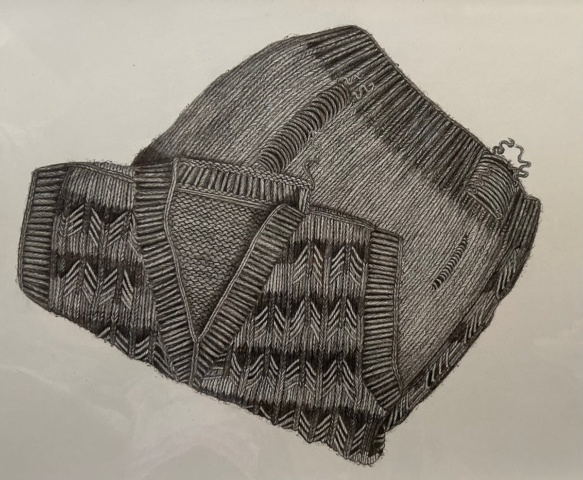 Worn Memory by Urooj Shahid, graphite still-life drawing on paper
