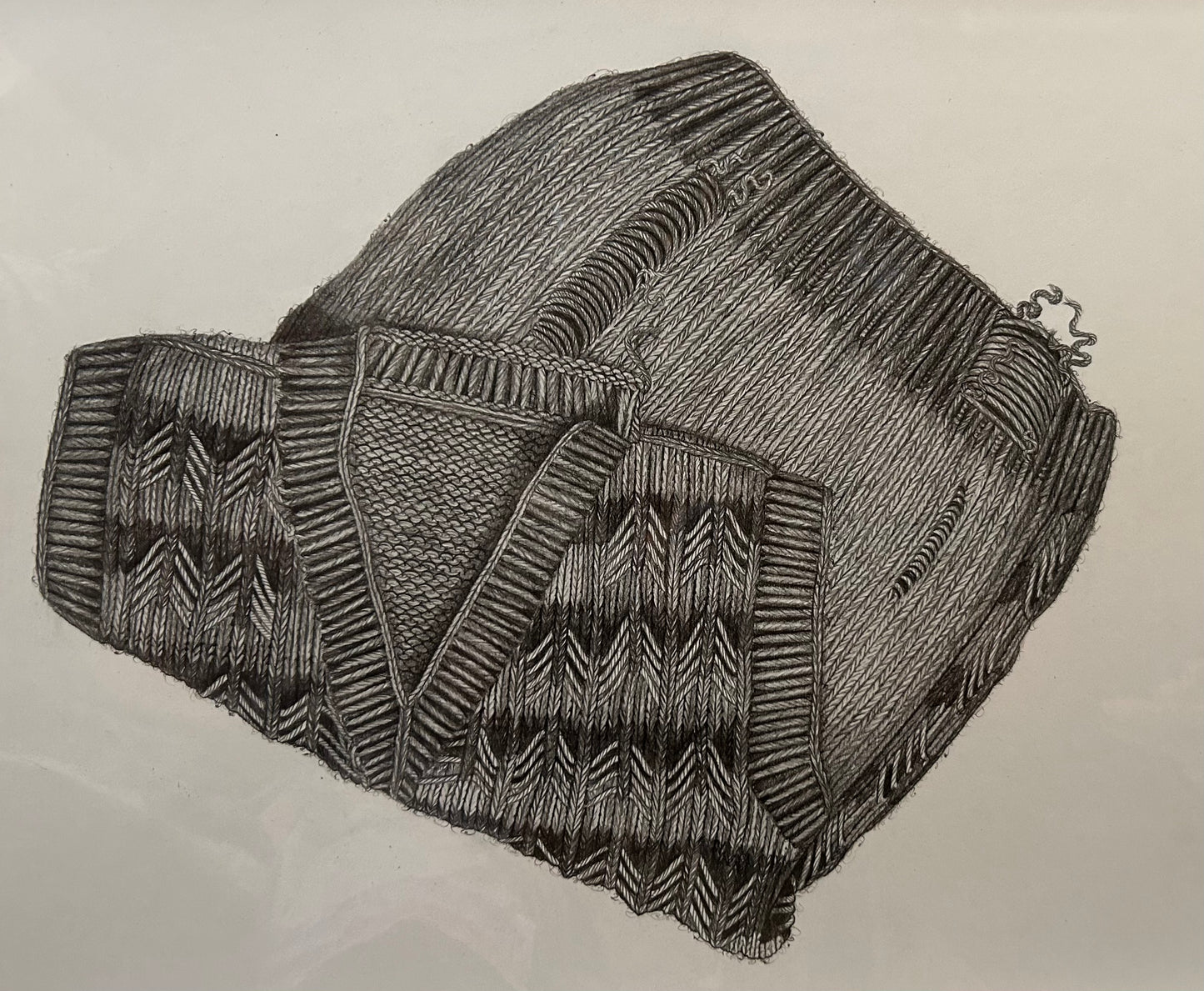Worn Memory by Urooj Shahid, graphite still-life drawing on paper