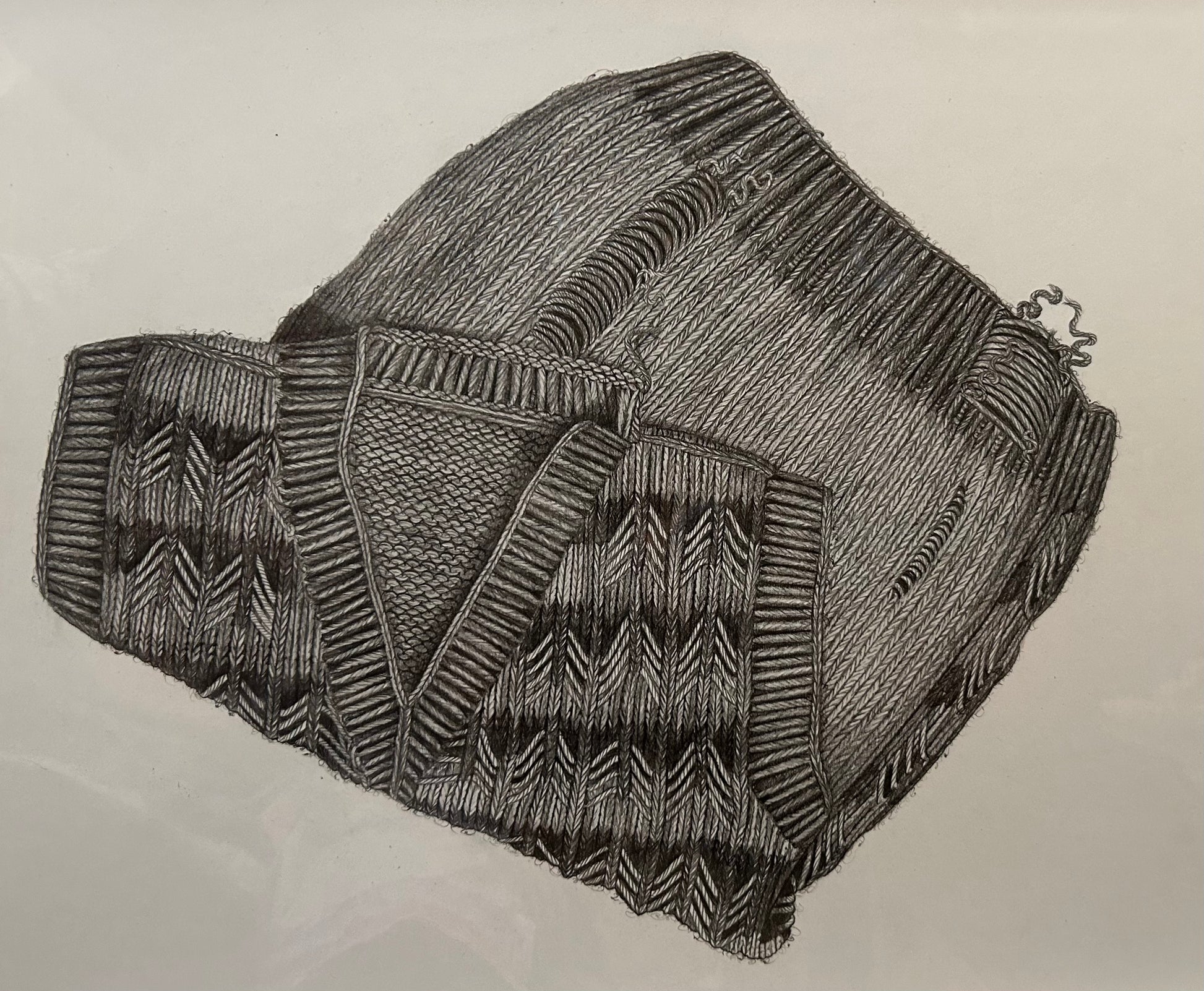 Worn Memory by Urooj Shahid, graphite still-life drawing on paper