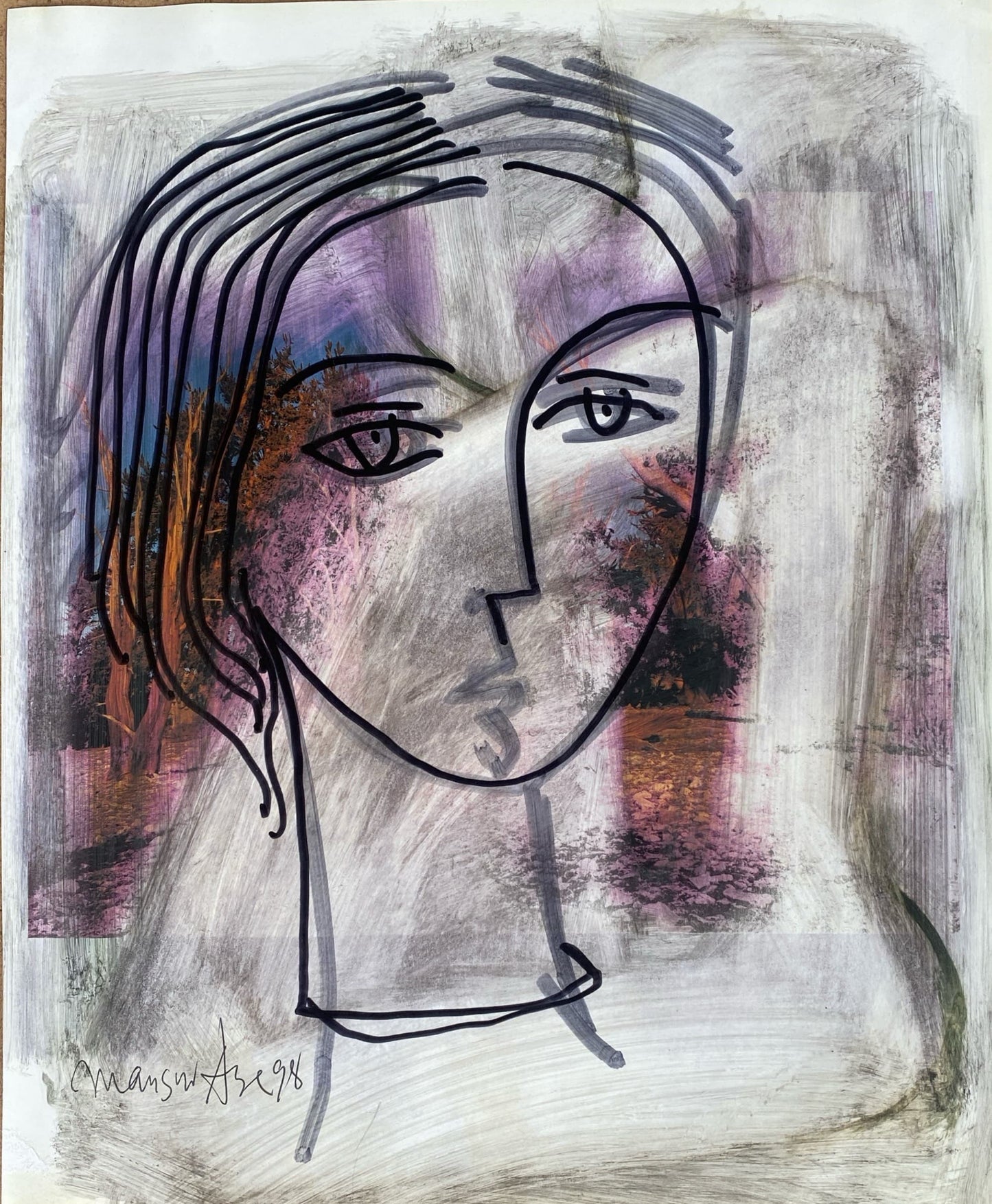 Untitled by Mansur Aye, 1998 chemical marker work on paper