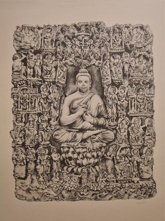 The Great Sermon of Buddha by Komal Shahid Khan — lithograph print, edition 1/30