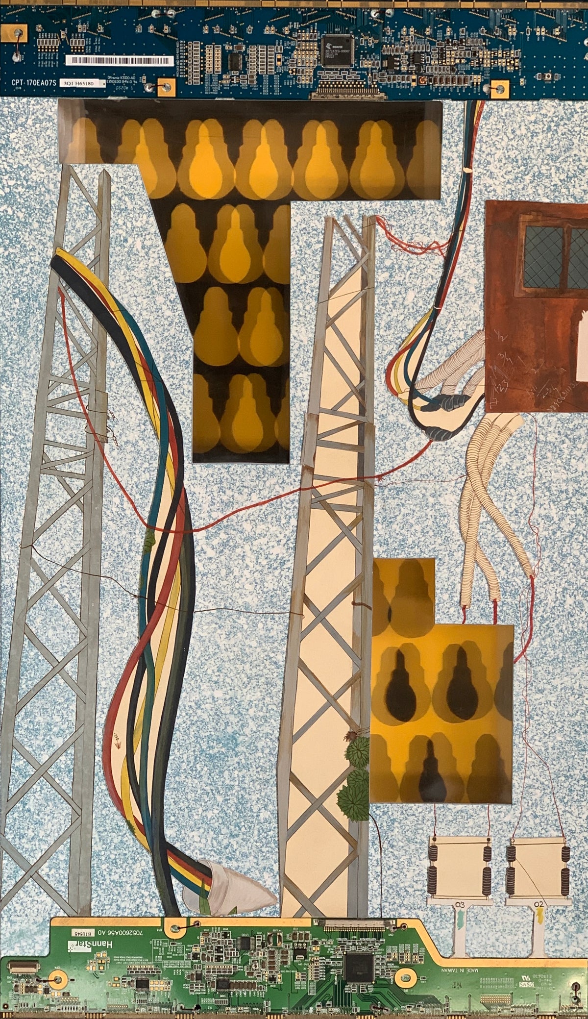 Power in City by Rahman Zada, mixed media on Wasli