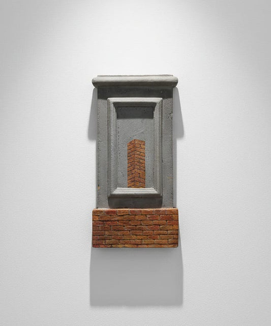 Construction within the Frame by Mudasir Hussain Chandio - original oil on cement-cast sculpture from Pakistan | Arfiras Art Gallery