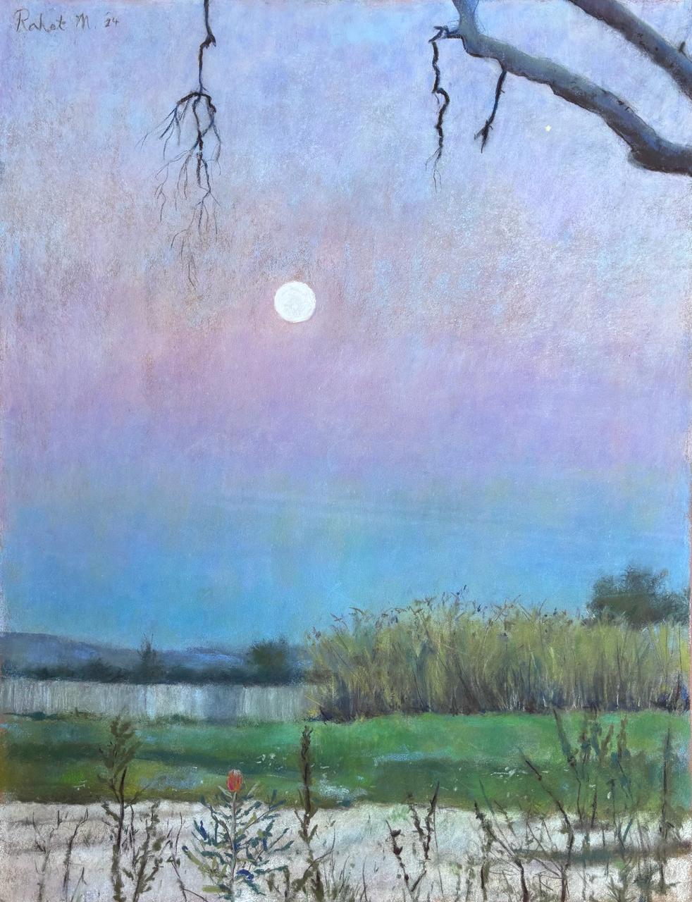 Full Moon in Distant Lands III by Rahat Naveed Masud, pastel on card artwork