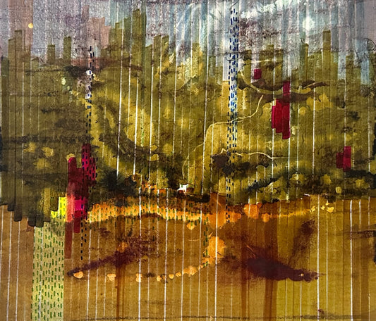 Our Secret Sanctuary by Mariya Shaikh, acrylic pigments on Wasli