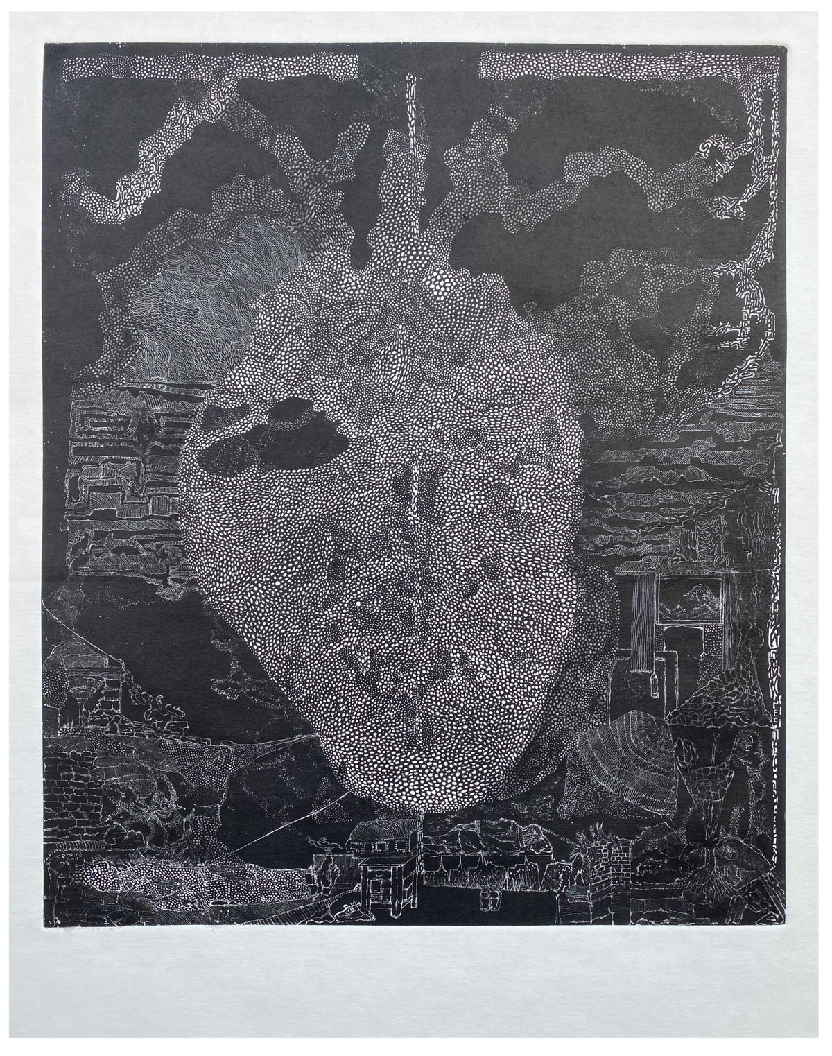 In the Weight of Dust by Abdul Ali Hyder - original etching on archival paper | Arfiras Art Gallery