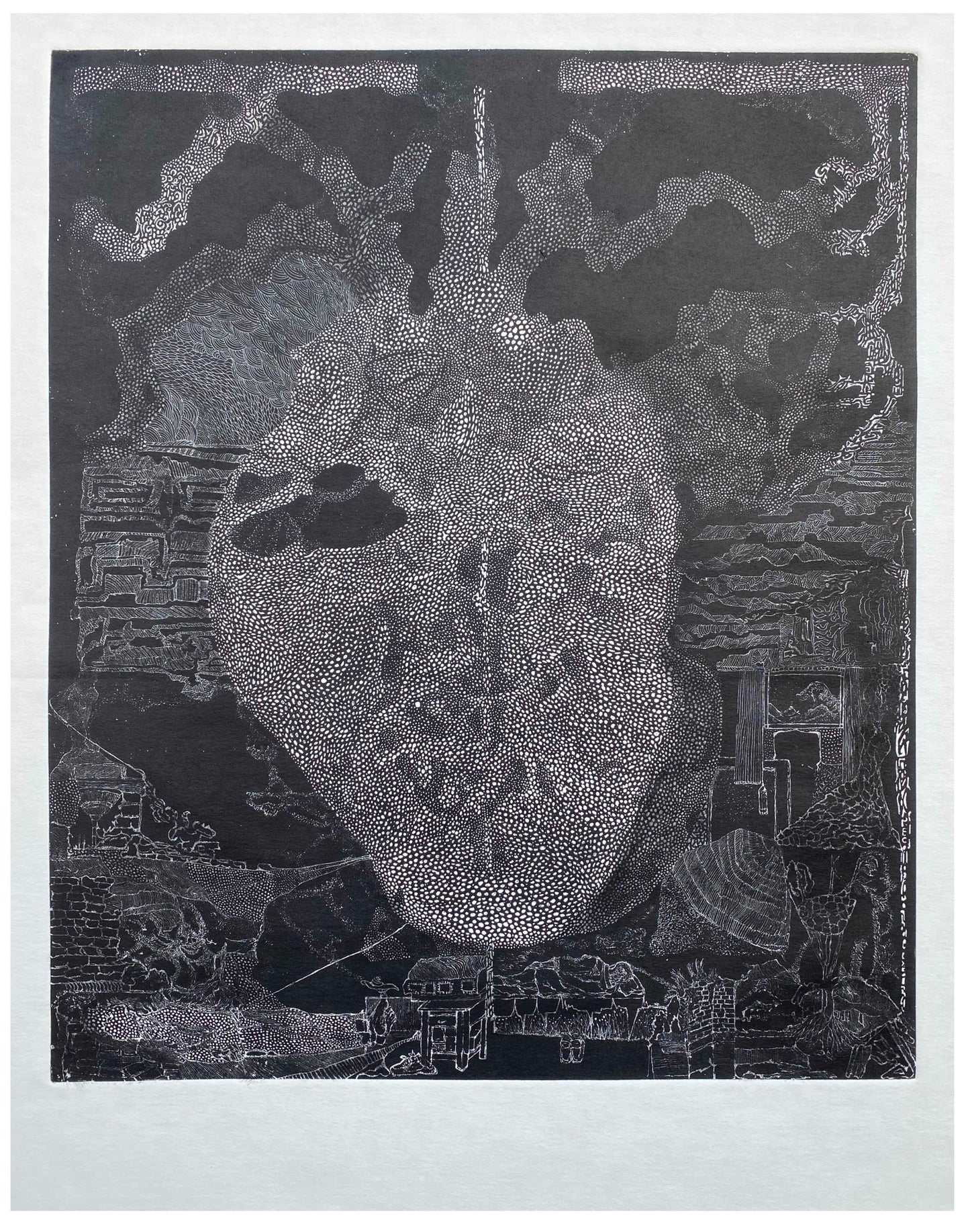 In the Weight of Dust by Abdul Ali Hyder - original etching on archival paper | Arfiras Art Gallery