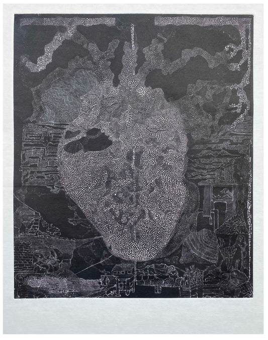 In the Weight of Dust by Abdul Ali Hyder - original etching on archival paper | Arfiras Art Gallery