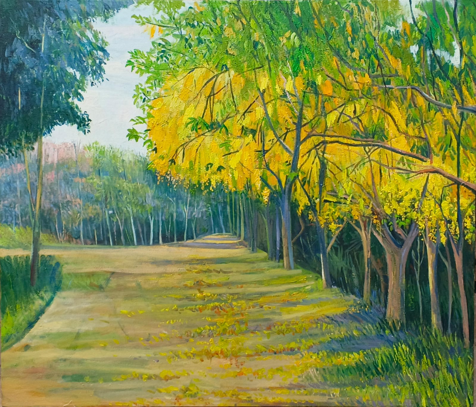 "Sun Rains Down" by Fareeha Shahid by Fareeha Shahid - original Oil on Canvas artwork at Arfiras Art Gallery