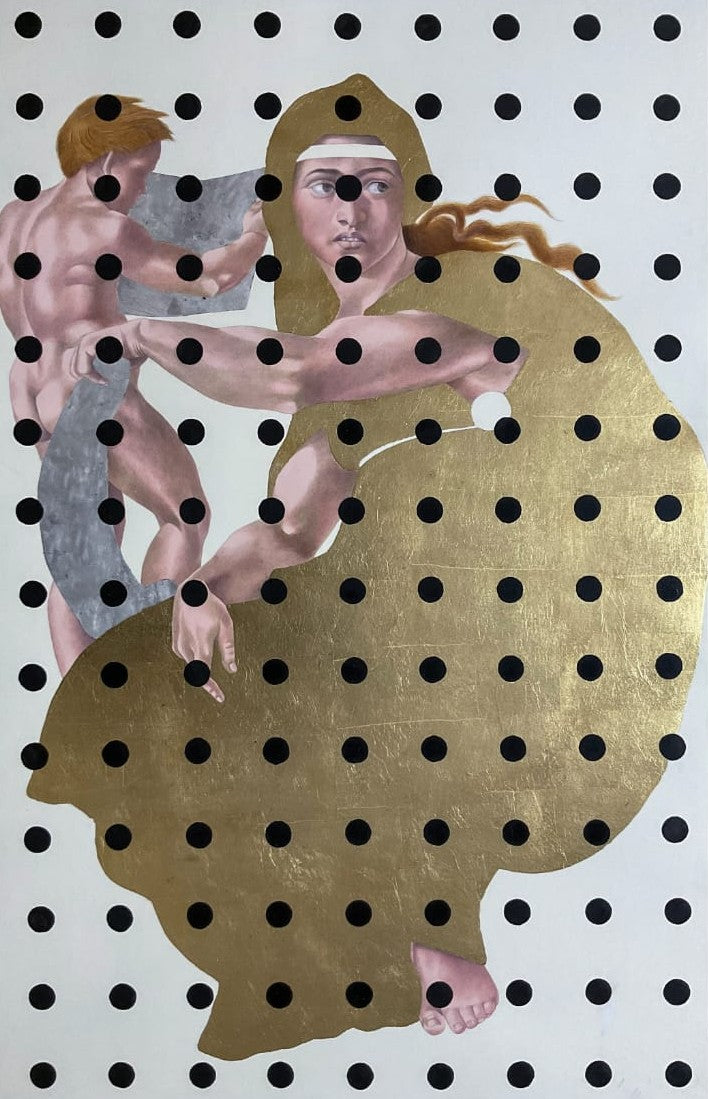 Untitled, 30 x 40 inch figurative gouache and gold leaf on Wasli artwork by Shamsuddin Tanwri