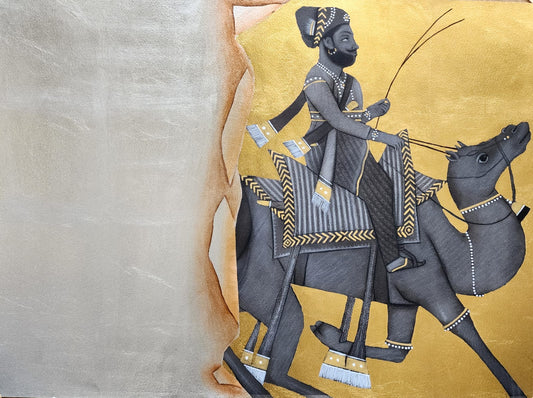 Untitled by Shamsuddin Tanwri, graphite, gold and silver leaf on paper, 30 x 22 inches
