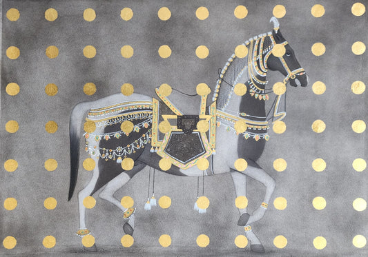 Untitled by Shamsuddin Tanwri, graphite, gold and silver leaf on paper, 30 x 22 inches