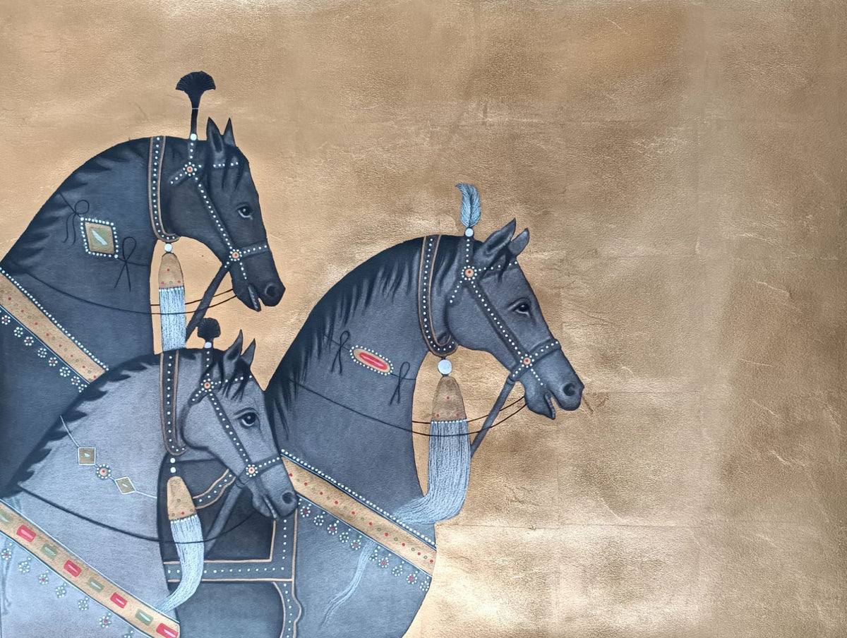Untitled by Shamsuddin Tanwri, graphite, gold and silver leaf on paper, 30 x 22 inches