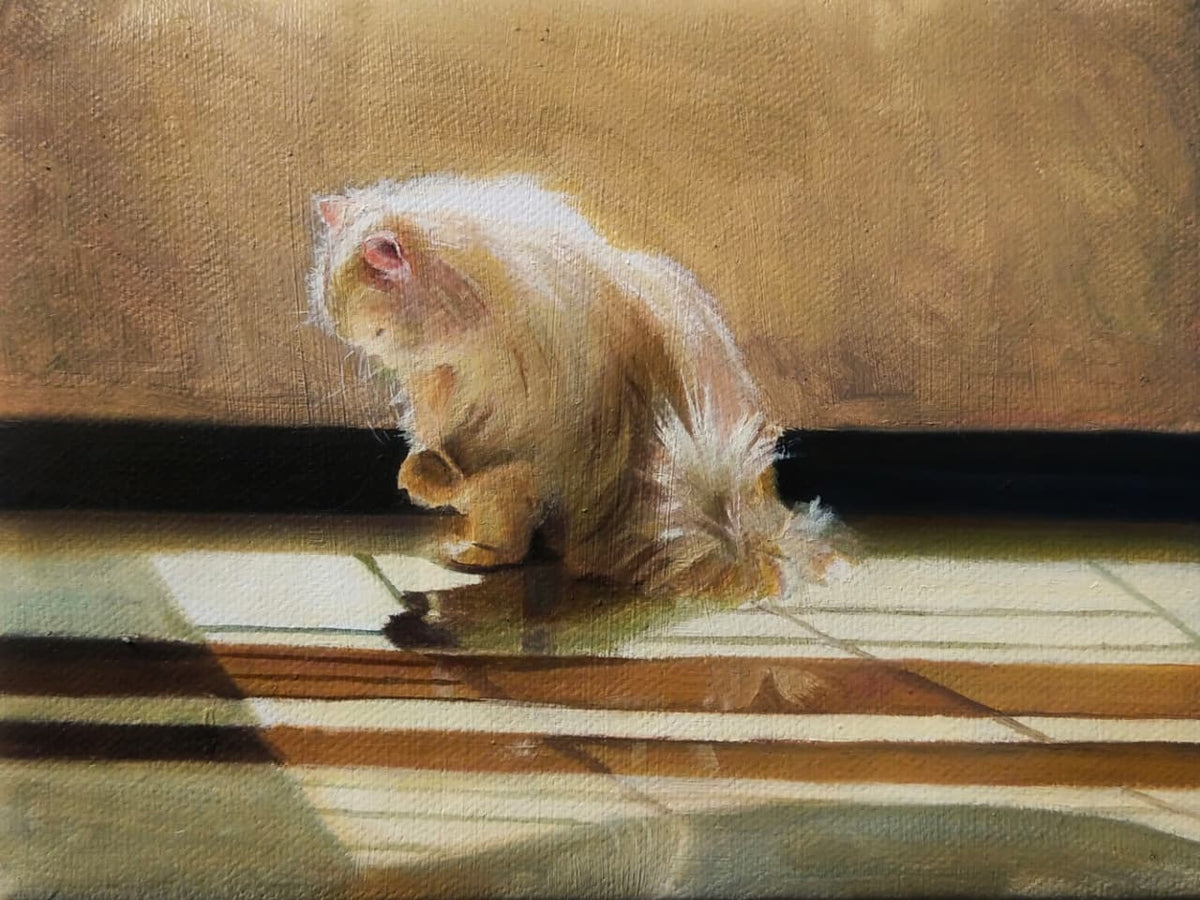 Shades of Black and White by Duraeshawar Tariq — oil on canvas, 5 x 3 inches