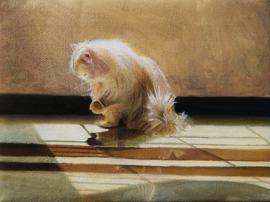 Shades of Black and White by Duraeshawar Tariq — oil on canvas, 5 x 3 inches