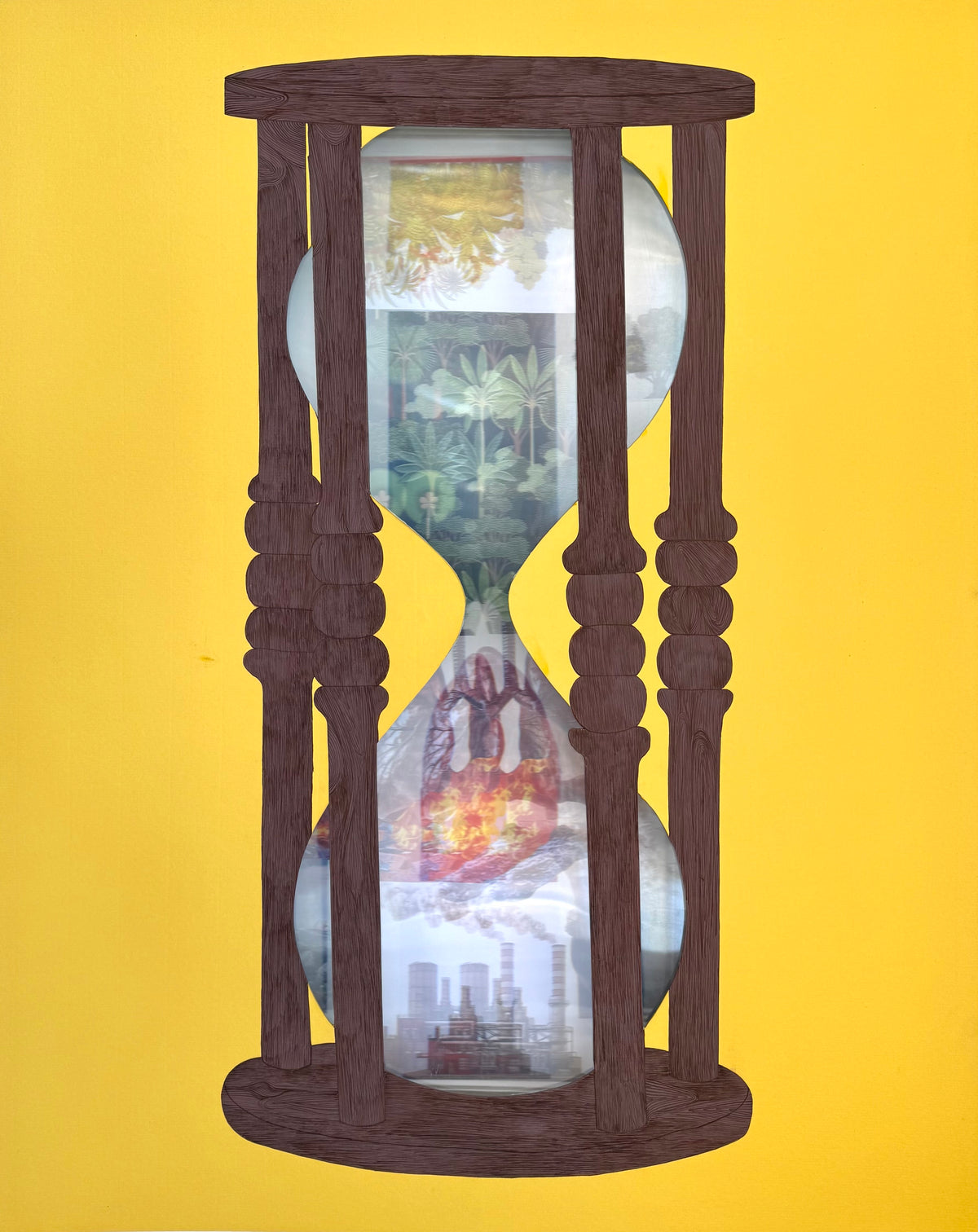 Sand Timer by Rahman Zada, gouache and mixed media on Wasli